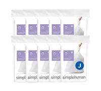 simplehuman Code J 200 Count, Genuine Custom Fit Liners, Drawstring Trash Bags in Dispenser Packs, 30-45 Liter / 8-12 Gallon, White
