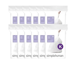 simplehuman Code K 240 Count, Genuine Custom Fit Liners, Drawstring Trash Bags in Dispenser Packs, 35-45 Liter / 9-12 Gallon