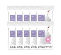 Simplehuman Code M 200 Count Custom Fit Liners, Drawstring Kitchen Bin Bags, One-By-One Mess-Free Dispense, Extra Thick & Double