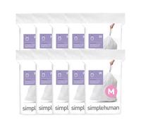 simplehuman Code M 200 Pieces, Real Custom Inner Bags, Drawstring Garbage Bags in Dispenser Pack, 45 Litres, White