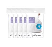 simplehuman Code N 100 Liners, 50% Recycled Custom Fit Bin Bags in Dispenser Packs with Durable Drawstring Tie Handle, 45-50L, White
