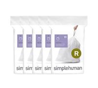 simplehuman Code R 100 Count Genuine Custom Fit Liners Drawstring Trash Bags in Dispenser Packs 10 Liter / 2.6 Gallon White