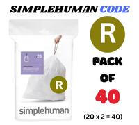 Simplehuman Code R Custom Fit Bin Liners, Trash Bags, 10 Liter 20 - 40 -60 Packs