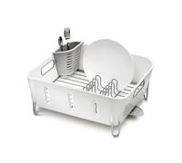 simplehuman KT1104 Compact Dish Rack, Drainer for Kitchen, 360º Swivel Spout, Easy to Clean, Coated Steel Wire, Cutlery Holder, Rustproof, White Plastic, W 37.1cm x H 17.2cm x D 32.8cm