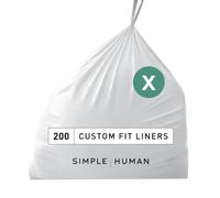 simplehuman Custom Fit Drawstring Trash Bags, Made with 50% Post-Consumer Recycled (PCR) Plastic, White, 200 Count (Pack of 1)