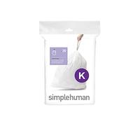 Simplehuman Bin Liners CW0171 – 38L Code K, Custom-Fit White Plastic, Pack of 20