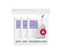 simplehuman CW0250 code A Custom Fit Bin Liner Bulk Pack, White Plastic (3 Pack of 30, Total 90 Liners)
