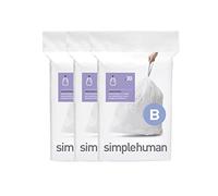 simplehuman CW0251 code B Custom Fit Bin Liner Bulk Pack, White Plastic (3 Pack of 30, Total 90 Liners)