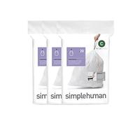 simplehuman CW0252 code C Custom Fit Bin Liner Bulk Pack, White Plastic (3 Pack of 20, Total 60 Liners)