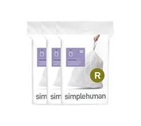 simplehuman CW0253 code R Custom Fit Bin Liner Bulk Pack, White Plastic (3 Pack of 20, Total 60 Liners)