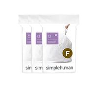 simplehuman CW0256 code F Custom Fit Bin Liner Bulk Pack, White Plastic (3 Pack of 20, Total 60 Liners)