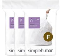 simplehuman CW0256 code F Custom Fit Bin Liner Bulk Pack,White Plastic 60 Liners