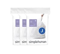 simplehuman CW0259 code J Custom Fit Bin Liner Bulk Pack, White Plastic (3 Pack of 20, Total 60 Liners)