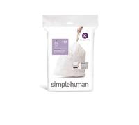 simplehuman CW0260 code K Custom Fit Bin Liner Bulk Pack, White Plastic (3 Pack of 20, Total 60 Liners)