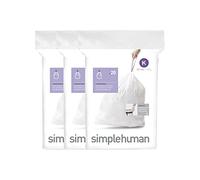 simplehuman CW0260 code K Custom Fit Bin Liner Bulk Pack, White Plastic (3 Pack of 20, Total 60 Liners)