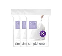 simplehuman CW0260 code K Custom Fit Bin Liner Bulk Pack, White Plastic (3 Pack of 20, Total 60 Liners)