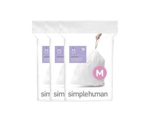 simplehuman CW0261 code M Custom Fit Bin Liner Bulk Pack White Plastic 3 Pa