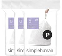 simplehuman CW0263 code P Custom Fit Bin Liner Bulk Pack,White Plastic 60 Liners