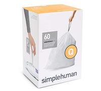 simplehuman CW0264 code Q White Plastic Custom Fit Trash Bags (3 Packs of 20, 60 Liners Total)