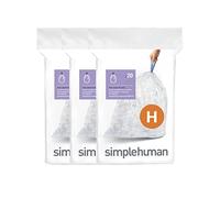 simplehuman CW0286 code H Custom Fit Bin Liner Bulk Pack, Clear Plastic (3 Pack of 20, Total 60 Liners)