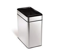 simplehuman CW1225 10L Slim Profile Open Office Business Commercial Bin, Lift-Off Lid, Inner Bucket, Fingerprint-proof, Brushed Stainless Steel, W 15.8 cm x H 33.1 cm x D 28.8 cm