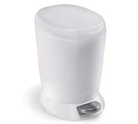 simplehuman CW1318 6L Round Pedal Bin, Small Bin for Bathroom Bedroom Office, Strong Steel Pedal, Inner Bucket, White Plastic
