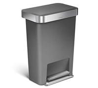 simplehuman CW1386CB 45L Rectangular Pedal Bin with Liner Pocket, Silent Soft Close Lid, Strong Wide Steel Pedal, Stabiliser Bar, Internal Hinge, Grey Plastic, W 47.0cm x H 63.5cm x D 32.0cm