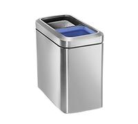 simplehuman CW1470 20L (10/10) Slim Open Recycling Office Business Commercial Bin with Recycle Indicator, Inner Buckets, Fingerprint-proof, Brushed Stainless Steel