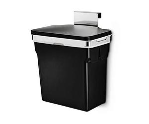 simplehuman CW1643 10L In-Cabinet Cupboard Kitchen Door Bin with Lid, Removable Bucket, Polished Heavy-Duty Steel Frame