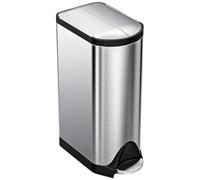 simplehuman CW1824 30L Slim Butterfly Kitchen Pedal Bin, Strong Steel Pedal, Silent Soft Close Lid, Stay-Open Lid, Non-Skid Base, Fingerprint-Proof, Inner Bucket, Brushed Stainless Steel