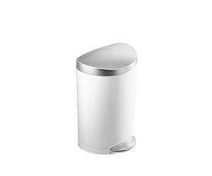 simplehuman CW1867 10L Semi-Round Pedal Bin, Small Bin for Bathroom Bedroom Office, Strong Steel Pedal, Silent Soft Close Lid, Inner Bucket, Non-Skid Base, Fingerprint-Proof Lid, White Steel