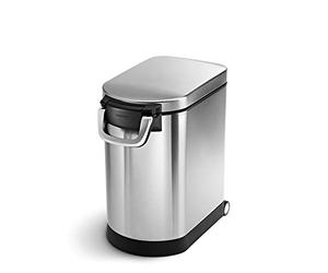 simplehuman CW1887 25L 12KG Medium Pet Dog Dry Food Storage Container Bin, Lid-Mounted Measuring Scoop, Airtight Seal, Pet-Proof Lock, Removable BPA-Free Inner Bucket, Brushed Stainless Steel