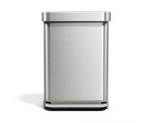 simplehuman CW2023 55L Rectangular Kitchen Pedal Bin with Liner Pocket, Silent Soft Close Lid, Strong Wide Pedal, Fingerprint-Proof, Brushed Stainless Steel, W 47.0cm x H 65.5cm x D 36.0cm