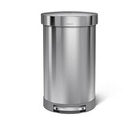 simplehuman CW2030 45L Semi-Round Kitchen Pedal Bin, Silent Soft Close Lid, Strong Wide Pedal, Fingerprint-Proof, Brushed Stainless Steel, W 40.0cm x H 67.0cm x D 36.0cm