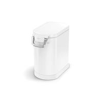 simplehuman CW2111 25L 12KG Medium Pet Dog Dry Food Storage Container Bin, Lid-Mounted Measuring Scoop, Airtight Seal, Pet-Proof Lock, Removable BPA-Free Inner Bucket, White Steel