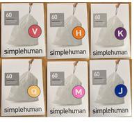 simplehuman CW0253 code R Custom Fit Bin Liner Bulk Pack, White Plastic (3 Pack of 20, Total 60 Liners)