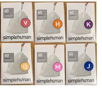 simplehuman CW0264 code Q White Plastic Custom Fit Trash Bags (3 Packs of 20, 60 Liners Total)