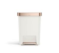 simplehuman Hybrid Pedal Bin, 45L Rectangular Kitchen Bin, Studio Edition, Liner Rim System, Liner Pocket®, 150,000-Step Pedal, Lid Shox® Silent Close, Cream Plastic
