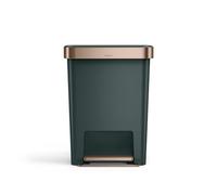 simplehuman Hybrid Step Can, 45L / 12 Gallon Rectangular Kitchen Trash Can, Studio Edition, Liner Rim System, Liner Pocket®, 150,000-Step Pedal, Lid Shox® Silent Close, Hunter Green Plastic