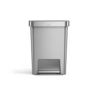 simplehuman Hybrid Pedal Bin, 45L Rectangular Kitchen Bin, Studio Edition, Liner Rim System, Liner Pocket®, 150,000-Step Pedal, Lid Shox® Silent Close, Alloy Plastic