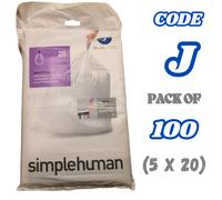 Simplehuman J Bin Liners J Bin Bags J Drawstring bags 30L - 45 Litre Pack of 100