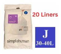 simplehuman CW0259 code J Custom Fit Bin Liner Bulk Pack, White Plastic (3 Pack of 20, Total 60 Liners)