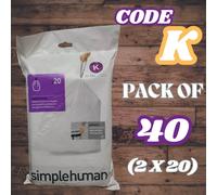Simplehuman Bin Liner CW0260 Code K – Custom Fit White Plastic – 3 Pack of 20 (60 total)
