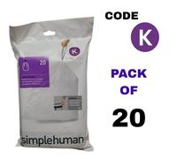 Simplehuman Bin Liner CW0260 Code K – Custom Fit White Plastic – 3 Pack of 20 (60 total)