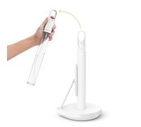 simplehuman Kitchen Roll Holder with Spray, All-in-One Countertop Kitchen Roll and Cleaner Dispenser, 177 ml Refillable Pump, One-Handed Tear, Weighted Base, White