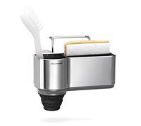 simplehuman Kitchen Sink Caddy Organiser Holder Tidy, With Suction Cups, Wire Ledge Hanger, Extends To Hold Longer Brushes, Sponge Storage, Rustproof, Brushed Stainless Steel, KT1116