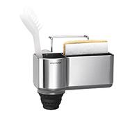 simplehuman KT1116 Kitchen Sink Caddy Organiser Holder Tidy, With Suction Cups, Wire Ledge Hanger, Extends To Hold Longer Brushes, Sponge Storage, Rustproof, Brushed Stainless Steel