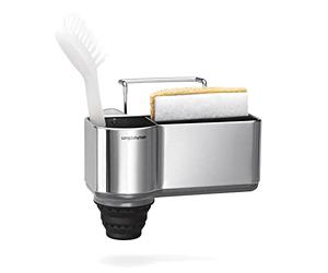 simplehuman KT1116 Kitchen Sink Caddy Organiser Holder Tidy, With Suction Cups, Wire Ledge Hanger, Extends To Hold Longer Brushes, Sponge Storage, Rustproof, Brushed Stainless Steel
