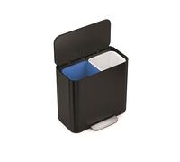 simplehuman Mini Pedal Recycler, 15L Dual Compartment Bin for Hotels, Offices, Studios, Small Spaces, 150,000-Step Steel Pedal, Lid Shox® Silent Close, Matte Black Steel