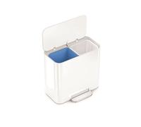 simplehuman Mini Pedal Recycler, 15L Dual Compartment Bin for Hotels, Offices, Studios, Small Spaces, 150,000-Step Steel Pedal, Lid Shox® Silent Close, White Steel
